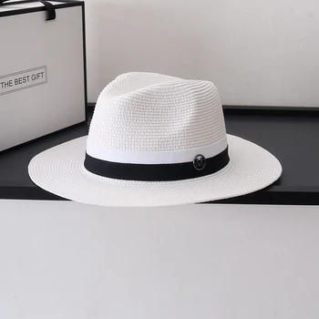 Tasarımcı Marka Moda Bağbozumu Beyaz silindir şapka Erkekler ve Kadınlar Yaz Gezisi Saman Örgülü Güneşlik Kap Güneş Koruma Plaj кепка