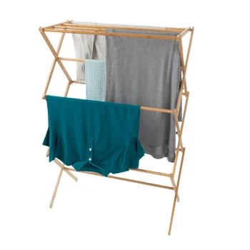 Taşınabilir Bambu Elbise Kurutma Rafı-Lavish Home tarafından iç/Dış Mekan Kullanımı için Katlanabilir ve Kompakt