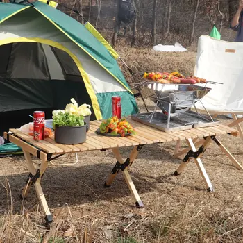 Taşınabilir Katlanır Ahşap Masa Kamp Piknik BARBEKÜ Yumurta Rulo Masa Açık Kapalı Çok Amaçlı Katlanabilir Masa Mobilya Ekipmanları