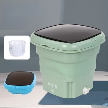 Taşınabilir çamaşır makinesi iç çamaşırı mavi ışık ile çorap elbise yıkama kamp katlanır Mini çamaşır makinesi ev aletleri