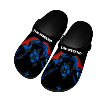 The Weeknd Şarkıcı Pop Ev Takunya Özel su ayakkabısı Mens Womens Genç Ayakkabı Bahçe Takunya Nefes Plaj Delik Terlik Siyah