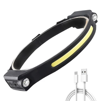 Tip-C USB Şarj Edilebilir XPE COB LED Far Su Geçirmez Dalga İndüksiyon 400lm Far İş Güvenliği İçin Gece Bisiklet