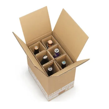 Toptan 6 Şişe Kırmızı Şarap Ambalaj Karton Kutu Özel Baskılı Nakliye Viski Bira Oluklu Karton.