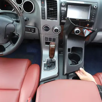 Toyota Tundra 2007-2013 için ABS Mat siyah / karbon fiber Araba Merkezi Kontrol Vites Paneli krom çerçeve Trim Sticker Araba Aksesuarları