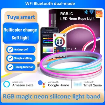 Tuya WİFİ Akıllı Silikon LED Neon Şerit Müzik Desteği Alexa Google Ev Ses Kontrolü İle Çalışmak Akıllı Yaşam App