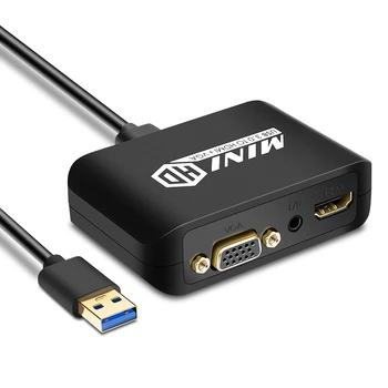 USB 3.0 HDMI VGA adaptörü 1080 P Desteği HDMI VGA Sync Çıkışı Windows 7/8/8.1/10, Masaüstü, Dizüstü bilgisayar, PC monitörü, Projektör, HD