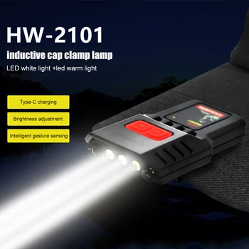 USB Tip-C Şarj LED Akıllı Dalga İndüksiyon Sensörü Far 200lm 4 Modları clip-on beyzbol şapkası Lambaları Açık baş feneri ışıkları