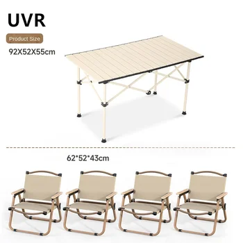 UVR Katlanır kamp masası ve Sandalyeler Aile Seyahat Taşınabilir Karbon Çelik Alaşımlı Masa Açık Katlanır masa ve sandalye seti