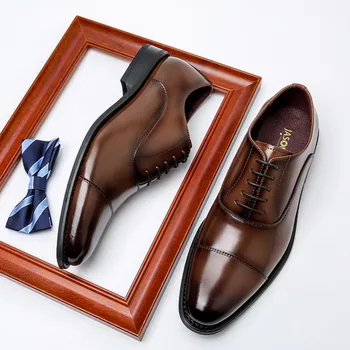 Ucuz Erkek Elbise Ayakkabı El Yapımı Kaliteli Pu Deri Rahat İngiliz Trend Tasarımcı Sonbahar Siyah Düğün erkek resmi ayakkabı Adam