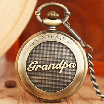 Vintage Stil Bronz En Büyük Büyükbaba Tasarım Kuvars cep saati Romen Rakamı Arama Doğum Günü Hediyeleri Zincir Kolye Timepiece