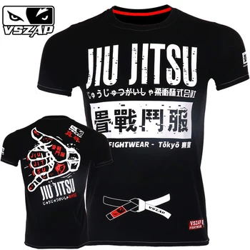 Vszap Jiu-Jitsu Döküntü Bekçi Kısa Kollu MMA T Shirt Erkek Kadın Muay Thai Gömlek BJJ Kickboks Forması Sanda Mücadele Boks Giyim