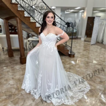 VİKTORİA 2023 Pastrol düğün elbisesi Kapalı Omuz Sevgiliye Kadınlar İçin Gelin A-LİNE Aplikler Vestidos De Novia Custom Made