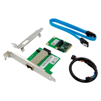 WGI210AS Mini PCIE Ağ Kartı Gigabit Tek Bağlantı Noktalı SFP Sunucu Ağ Kartı I210-F1 Endüstriyel Sınıf Ağ Kartı