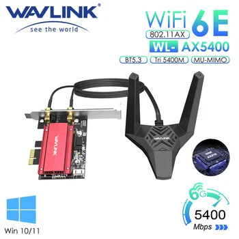 Wavlink 5400Mbps Intel WiFi adaptörü 6E AX210 PCIe Bluetooth 5.3 2.4 G/5G/6Ghz 802.11 AX PCI Express Ağ Kartı PC İçin Win10/11