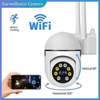 WiFi IP Kamera 4X Zoom Açık Gözetim Kamera Renkli Gece Görüş Aı İnsan Algılama Güvenlik CCTV Mini Kamera