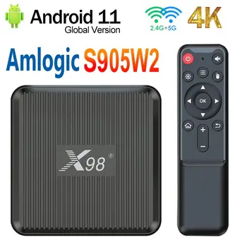 X98Q akıllı tv kutusu Amlogic S905W2 H. 265 AV1 2.4 G/5G Çift WiFi HDR 10 + 4K Android 11 Set Üstü Kutusu 2GB 16GB Medya Oynatıcı