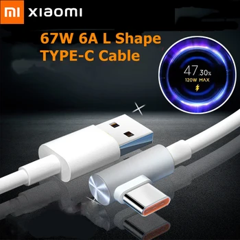 Xiaomi Flaş şarj kablosu 120W Usb Tip C 90 Derece L Şekilli Veri Kablosu 6A Aşınma Direnci Çekme Oyun Dirsek Şarj kablosu