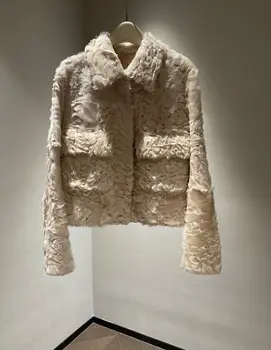 Yaka ceket kürk bir ceket gevşek versiyonu rahat moda 2023 Sonbahar Yeni