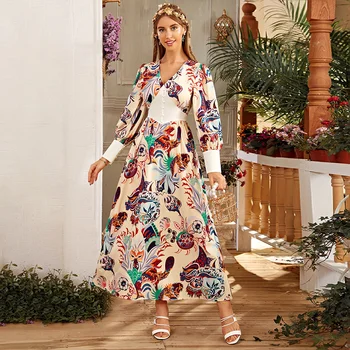 Yaratıcı Bahar kadın V Yaka Büyük askı elbise Elbise yaz elbisesi Kadın 2023 Moda