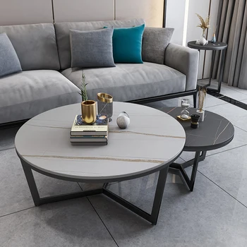 Yardımcı Modern sehpa yuvarlak basit Modern tasarımcı daire oturma odası merkezi masa Nordic ışık lüks mobilya ev
