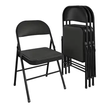 Yastıklı Katlanır Sandalye, Siyah, 4 Adet Tırnak sandalye Sandalye Masa sandalyeler Sandalye pembe ofis koltuğu kadife bilgisayar sandalyesi Sandalye yumuşak d
