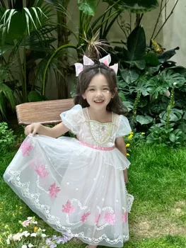 Yaz Dantel Pamuk Düğün Prenses Parti Elbise Çocuklar İçin Kız Kısa Kollu Moda Elbiseler Vestidos Kostüm Çocuk Giyim