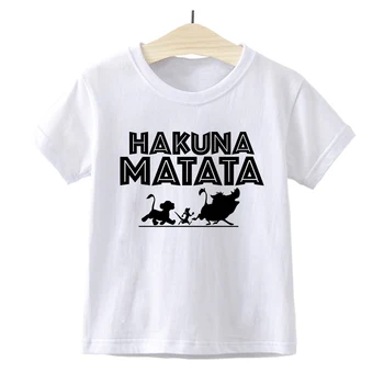 Yaz Erkek Ve Kız T-shirt HAKUNA MATATA Mektup Baskı Rahat Çizgi Film Kısa Kollu Beyaz Çocuk Üst çocuk Tee Gömlek