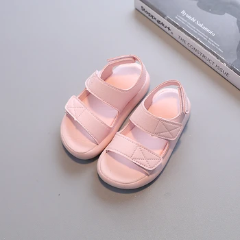 Yaz Çocuk Kız Sandalet Düz Renk Şerit plaj ayakkabısı Çocuk Erkek Çocuklar için Yumuşak Rahat Rahat Roma Sandalet Yürümeye Başlayan Bebek için