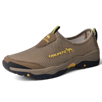 Yaz Örgü ayakkabı Erkekler Sneakers Artı Boyutu Hafif Nefes Yürüyüş Ayakkabısı 2023 Yeni Slip-On Rahat rahat erkek ayakkabıları