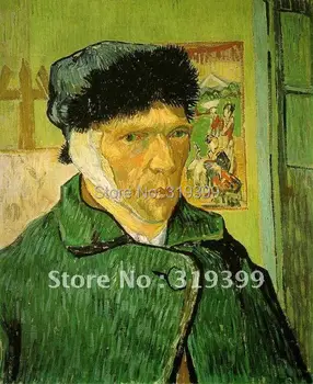 Yağlıboya üreme,Van Gogh kendi portresi sargılı kulak , Ücretsiz DDHL Nakliye, %100 % el yapımı, Müze kalitesi