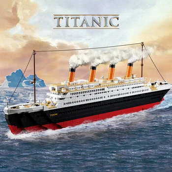 Yeni 1021 ADET 65CM Film Titanic Cruise Tekne Gemi Şehir Modeli Yapı Setleri Blokları Tuğla Rakamlar Dıy Oyuncaklar Çocuklar için Çocuk Hediye