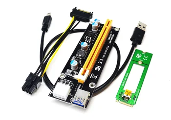 Yeni 1X İLA 16X M2 NGFF PCI-E PCI Express Genişletici Yükseltici Kart Adaptörü 60CM USB 3.0 Kablosu 6pin Güç Kablosu İçin Bitcoin Madenci Madencilik