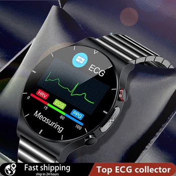 Yeni 360 * 360 HD akıllı saat Erkekler EKG + PPG Vücut Sıcaklığı Kan Basıncı Kalp Hızı IP68 Su Geçirmez Kablosuz Şarj Smartwatch