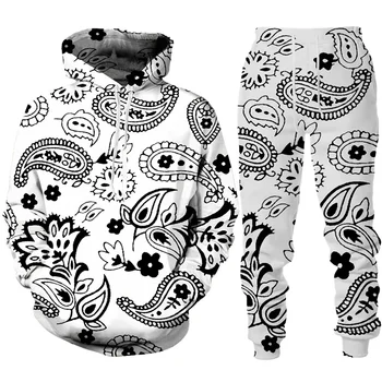 Yeni 3D Baskı Renkli Kaju FlowerFashion Erkek Kadın Eşofman Crewneck Hoodies + pantolon Artı Boyutu S-7XLHarajuku Giysileri Rahat