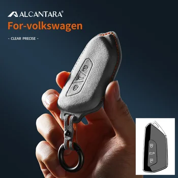 Yeni Alcantara Süet 3D Stereo Araba Anahtarı Durum Çantası VW Volkswagen Golf 8 İçin MK8 ID.3 KİMLİK.4 KİMLİK.6 Skoda Octavia Aksesuarları İçin