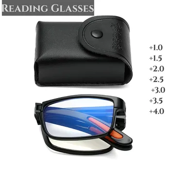 Yeni Anti-mavi ışık katlanır okuma gözlüğü erkekler kadınlar taşınabilir gözlük gözlük TR gözlük Diyoptri +1.0 İla + 4.0 Kutu İle
