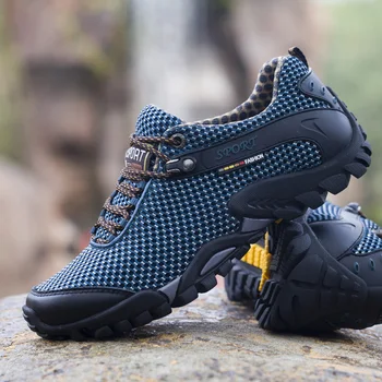 Yeni Aşınmaya Dayanıklı yürüyüş ayakkabıları Inek Deri Likra Üst Erkekler Trekking Ayakkabı Nefes Anti-Kaygan Zapatos Dropshipping Bağlantı