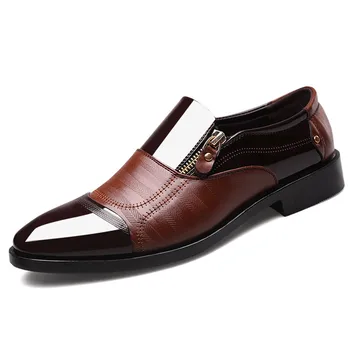 Yeni Bahar Oxford İş erkek ayakkabısı Deri Yumuşak rahat ayakkabılar Nefes erkek Loafers Flats Zip Ayakkabı Slip-on sürüş ayakkabısı