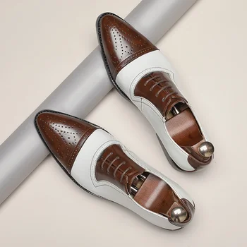 Yeni Brogue Ayakkabı Erkekler için Elbise Ayakkabı Dantel-up Sivri Burun İş Resmi ayakkabı Erkekler Ücretsiz Kargo Boyutu 38-46
