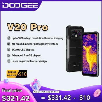 Yeni DOOGEE V20 Pro Sağlam Production1440 * 1080 Termal Görüntüleme Çözünürlüğü 6.43”2 K AMOLED 12 GB + 256 GB 7nm 5G Yonga Seti