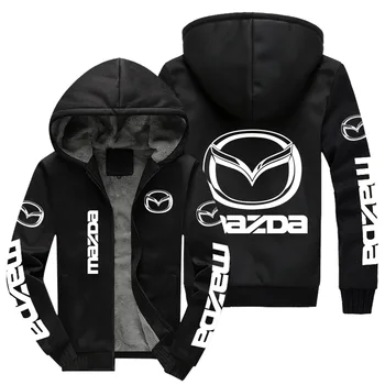 Yeni Kış Erkekler Mazda araba logosu Hoodies Moda Yüksek Kaliteli Uzun Kollu Ceket Rahat Fermuar Yün Astar Polar Tişörtü Ceket