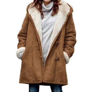 Yeni Peluş Süet Yaka Cep kadın Ceket Üst Düz Renk Peluş Sıcak Uzun İnce Kadın Ceket Ceketler Kadınlar için