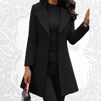 Yeni Sonbahar Kış Kadın Moda Saf Renk Ceket Sıcak Dış Giyim İnce Eğlence Giyim Bayan Trençkot Kadınlar için