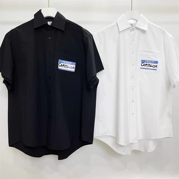 Yeni Vetements Gömlek Erkekler ve Kadınlar için Mektup İmza Kısa Kollu Logo Ekstra Büyük VTM yüksek kaliteli tişört Üst Tee