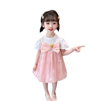 Yeni Yaz Moda Bebek Kız Giysileri Çocuk Rahat Kısa Kollu Elbise Toddler Pamuk Kostüm Çocuk Spor Bebek Kıyafetleri