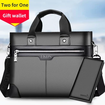 Yeni Yüksek Kaliteli erkek Evrak Çantası İş Çanta Moda erkek PU deri omuz çantası Büyük Kapasiteli 14 İnç dizüstü bilgisayar çantası