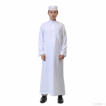 Yeni erkek Arap Elbise Müslüman Şapel Elbiseler Yıkanmış Orta Doğu Dubai Katar Elbise Günlük İslami Giyim