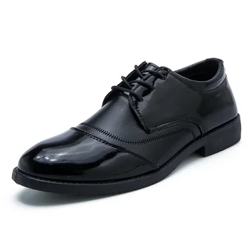 Yeni gündelik erkek ayakkabısı moda dantel-up platformu topu ayakkabı kare topuk yuvarlak kafa lake erkek resmi ayakkabı erkek mokasen ayakkabıları