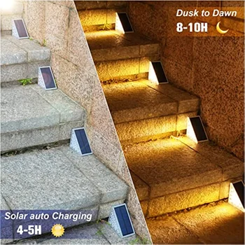 Yeni güneş LED merdiven ışıkları 6 paket üçgen adım lambaları su geçirmez açık hava Led güverte dekor adım Yard geçit sundurma ve Yol