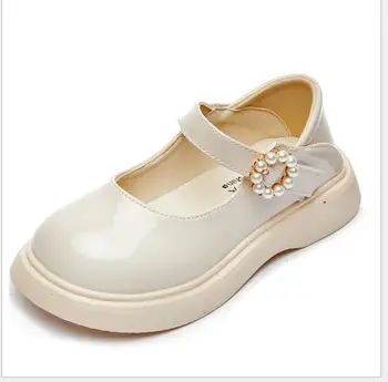 Yeni Çocuk Katı Saf ayakkabı Kızlar deri ayakkabı Moda deri ayakkabı inci ayakkabı Tatlı Yumuşak ayakkabı Prenses Elbise Ayakkabı